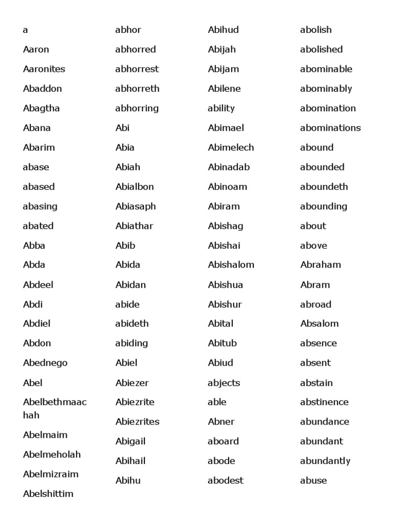Words In King James Bible Nt Ot