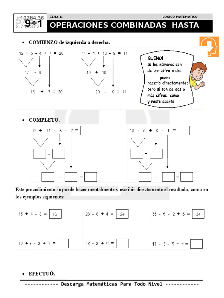 Operaciones Combinadas para Segundo Grado | PDF
