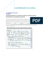 Intervención en Dificultades de Escritura de Palabras