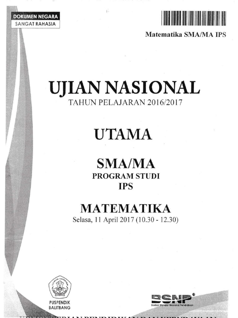 Soal Matematika Ips Un Sma 2017 Sudutbaca Com Pdf