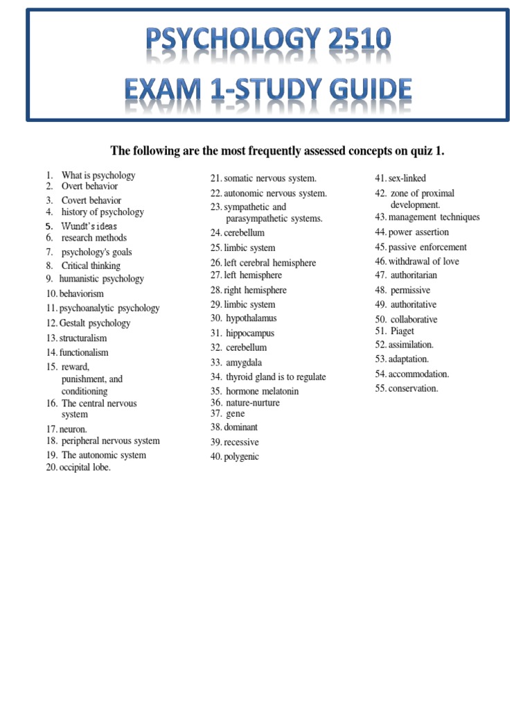Key Concepts for Psych 101 Exam 1 | PDF | Self-Improvement | Science ...