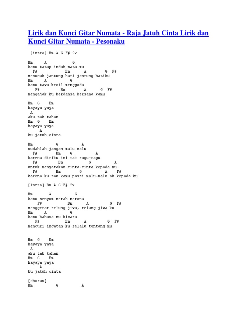 Lirik Dan Kunci Gitar Numata