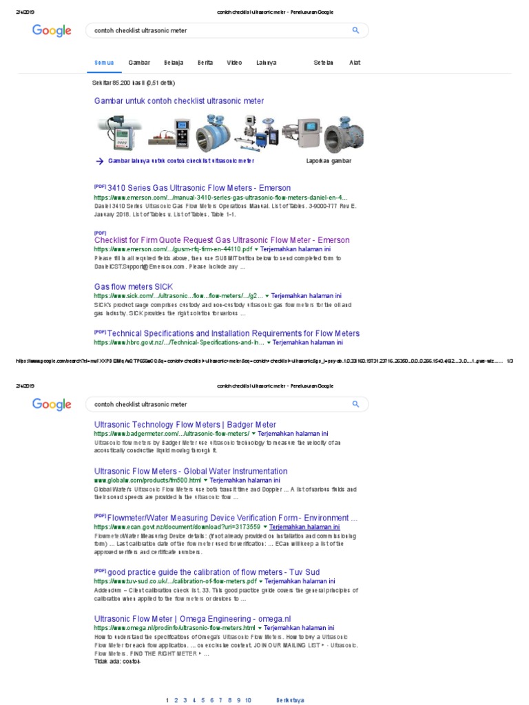 Contoh Checklist Ultrasonic Meter | PDF | Flow Measurement | Chemical ...