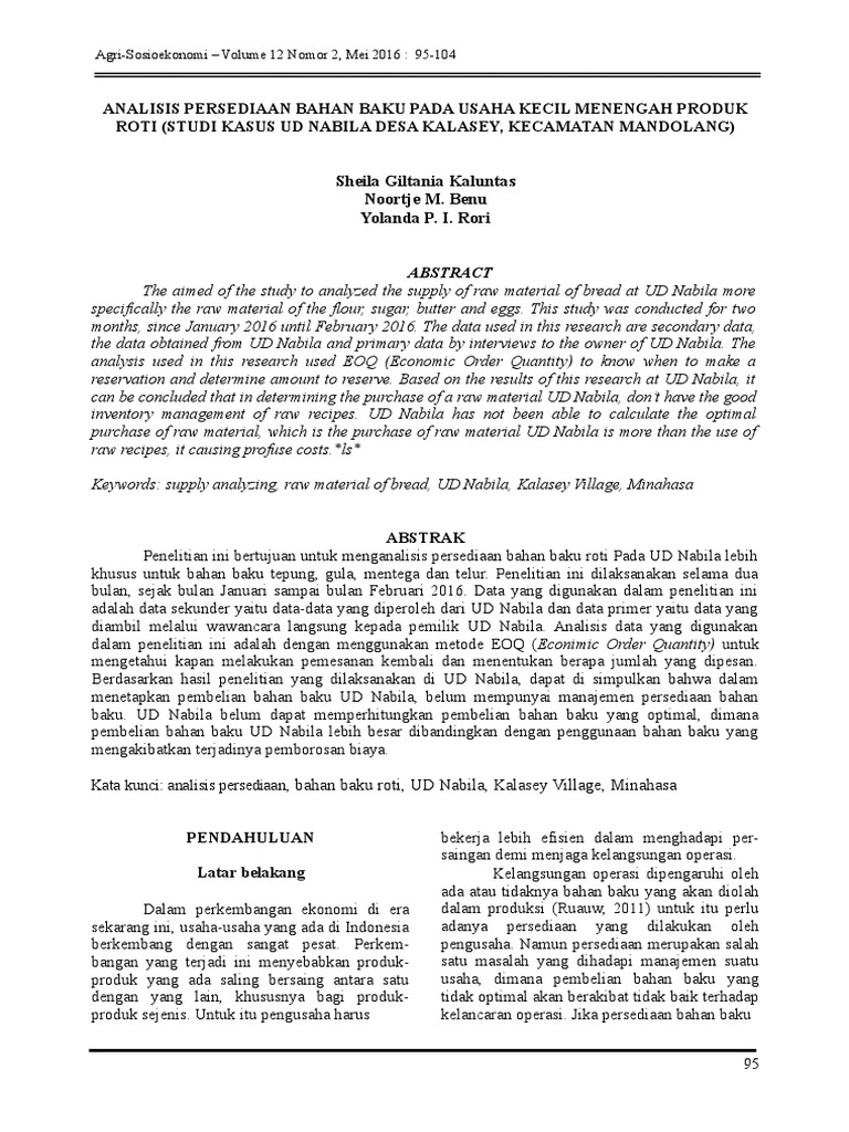 3546 Id Analisis Persediaan Bahan Baku Pada Usaha Kecil Menengah Produk Roti Studi Kasus