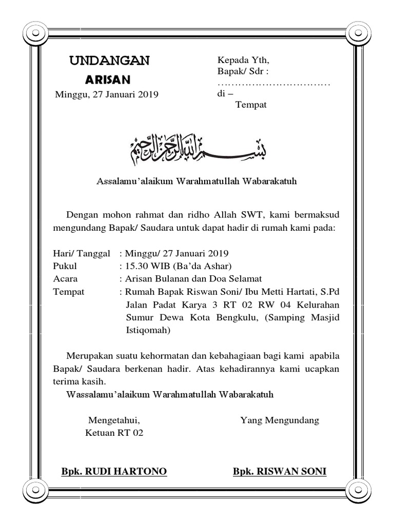 63 Koleksi Contoh Undangan Untuk Arisan Gratis