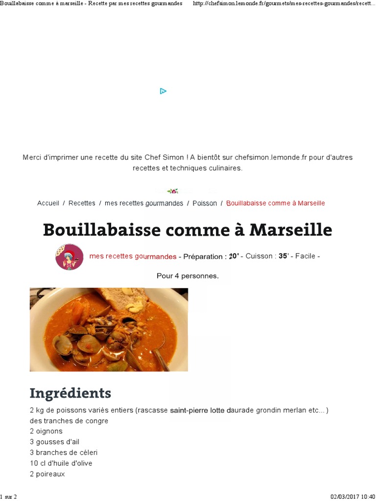 Bouillabaisse Chef Simon Cuisine De L Ouest Nourriture Vin