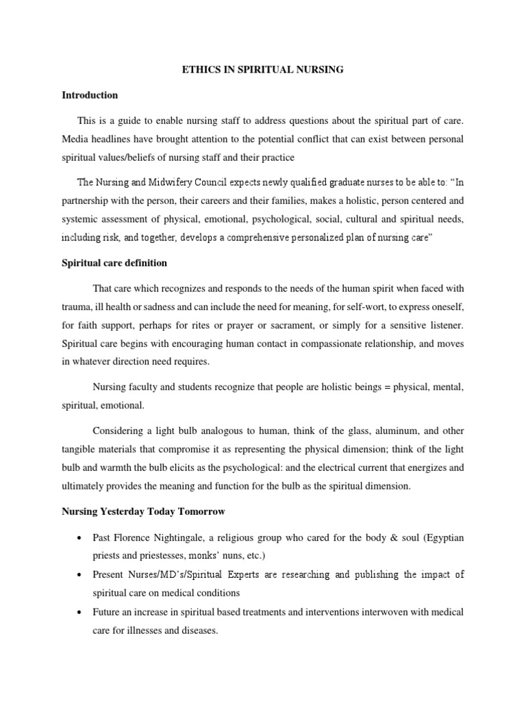Ethics in Spiritual Nursing | Download Free PDF | Spirituality | Nursing