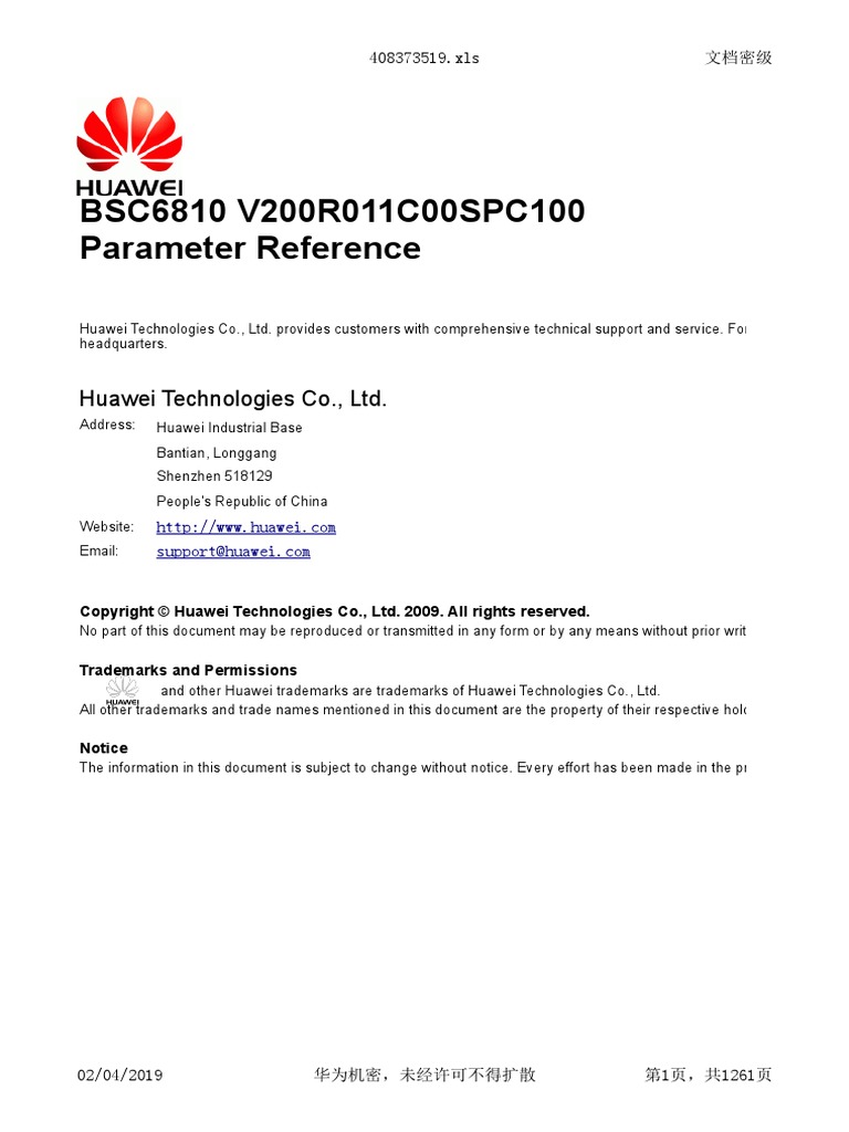 BSC6810 Parameter Reference PDF Parameter Programming