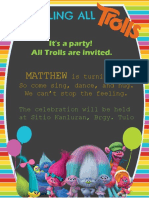 Trolls Party Invitation