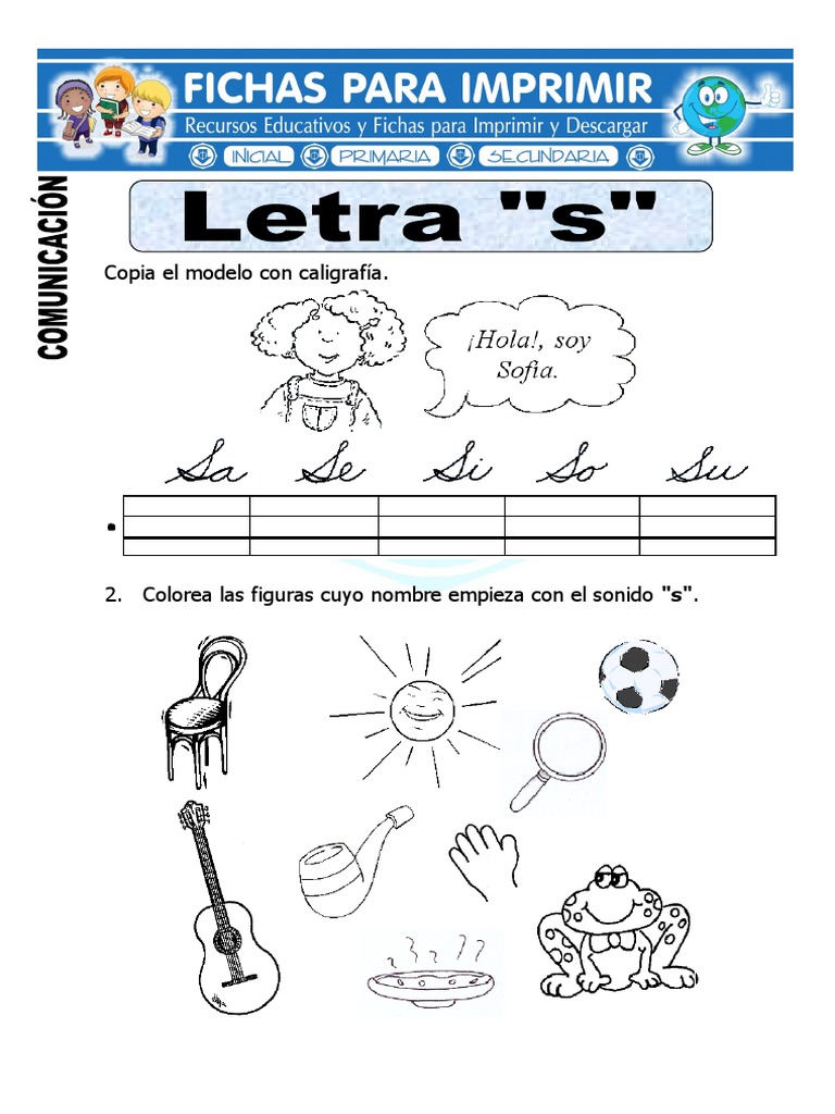Ficha de La Letra S para Primero de Primaria | PDF | Poesía