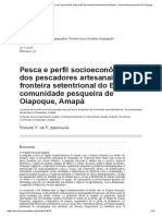 Pesca e Perfil Socioeconômico Dos Pescadores Artesanais Da Fronteira Setentrional Do Brasil - A Comunidade Pesqueira de Oiapoque, Amapá