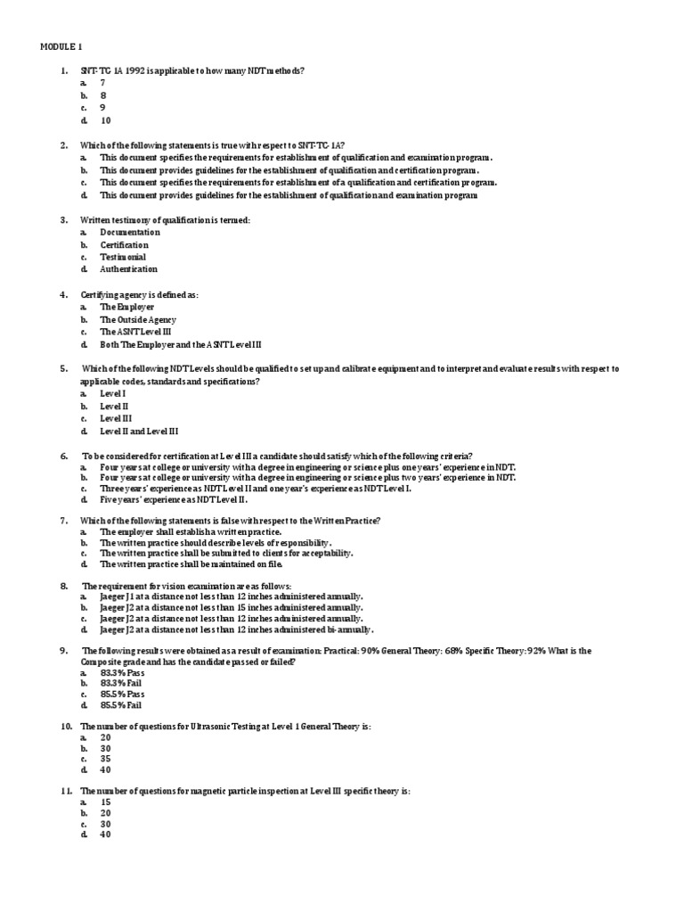 ASNT Level III Exam Overview | PDF | Nondestructive Testing | Test ...