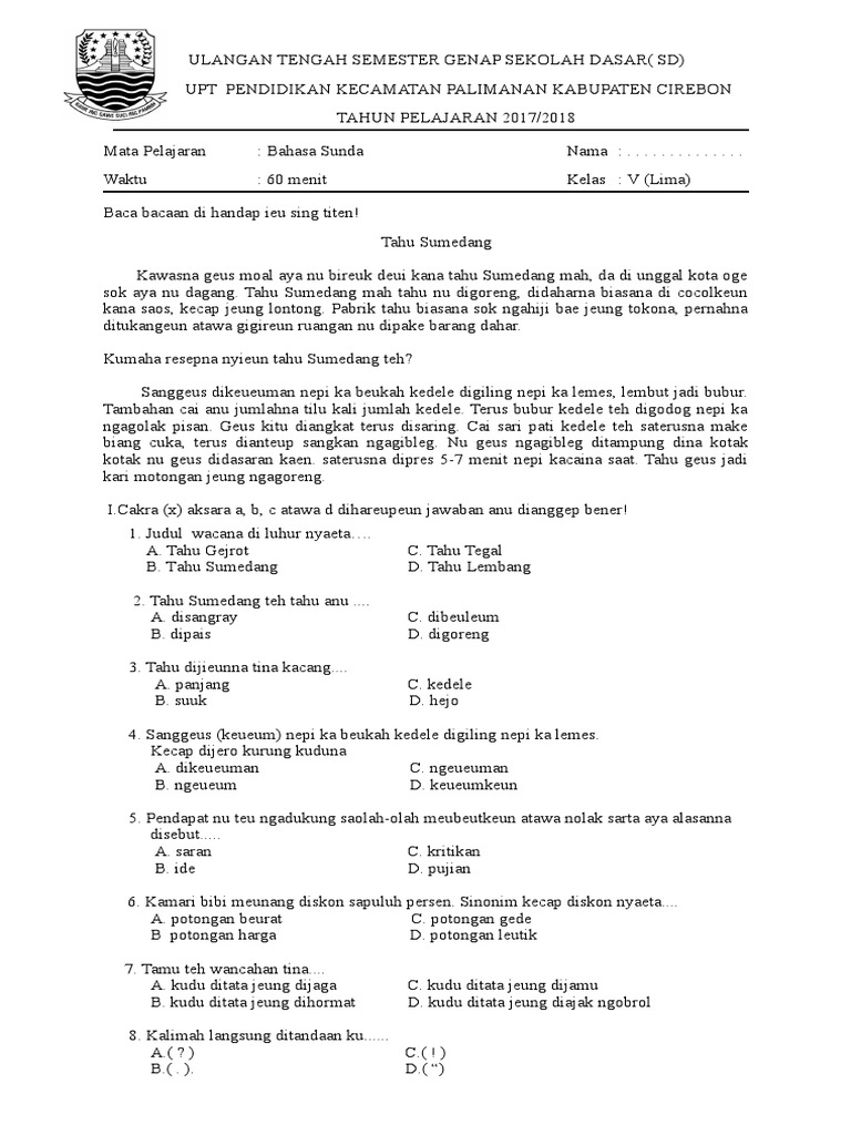 Uts Kelas V B Sun