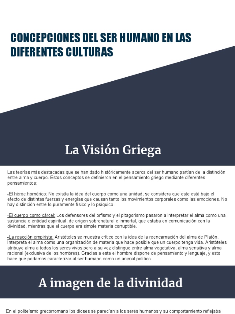 Concepciones Del Ser Humano en Las Diferentes Culturas | PDF | Dios | Alma