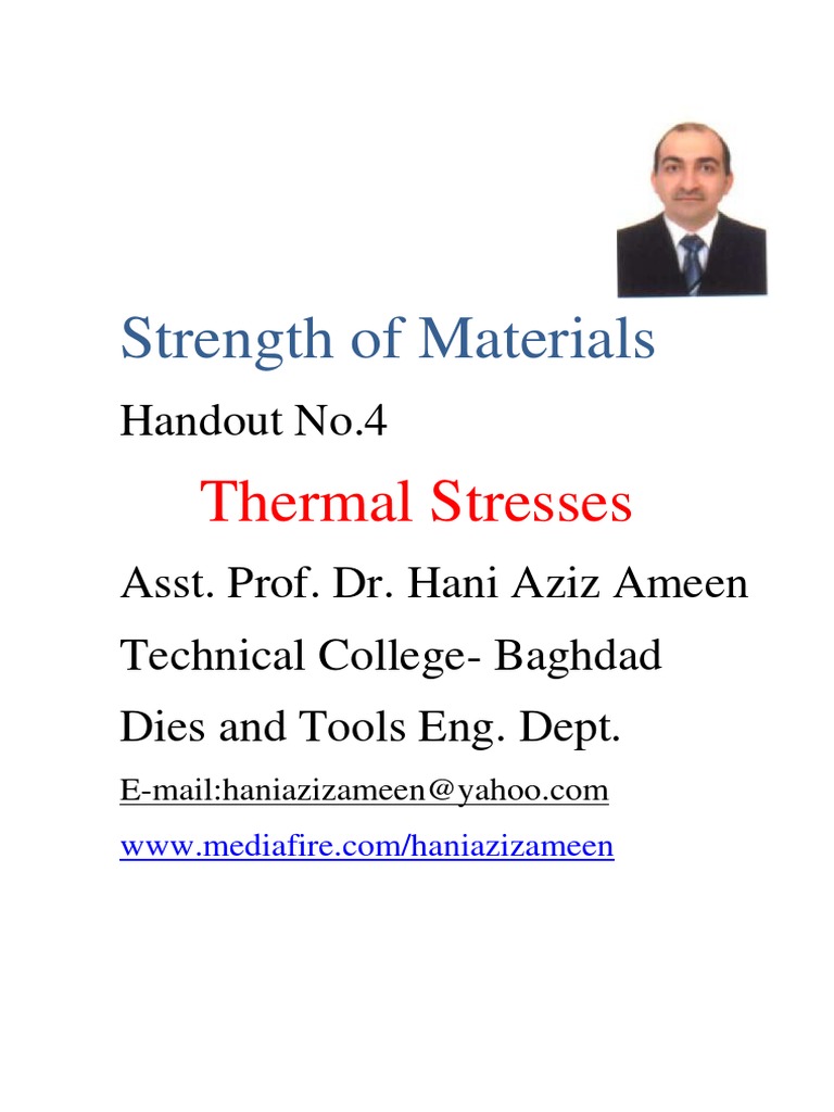 Strength of Materials Thermal Stresses Hani Aziz Ameen PDF | PDF ...