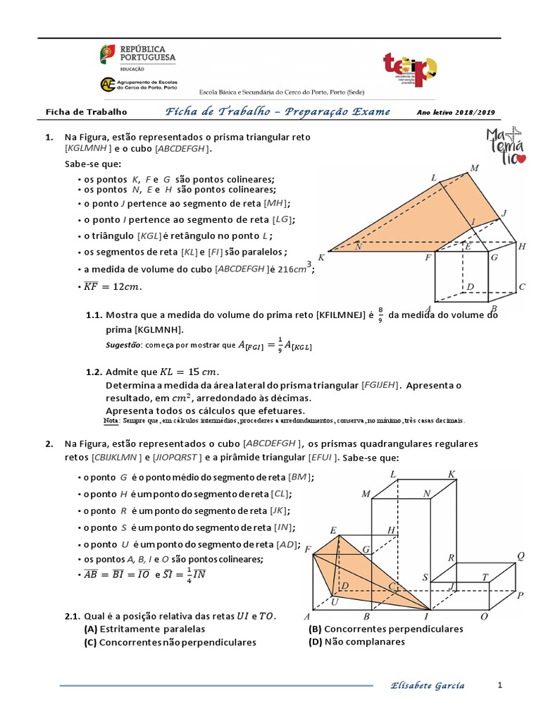 Volume e Área do Prisma Triangular | PDF | Triângulo | Euclides, image size:768x1024