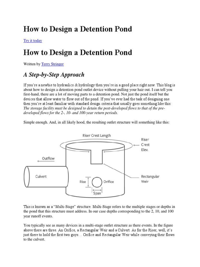 Detention Pond Design Guide | PDF | Discharge (Hydrology) | Nature