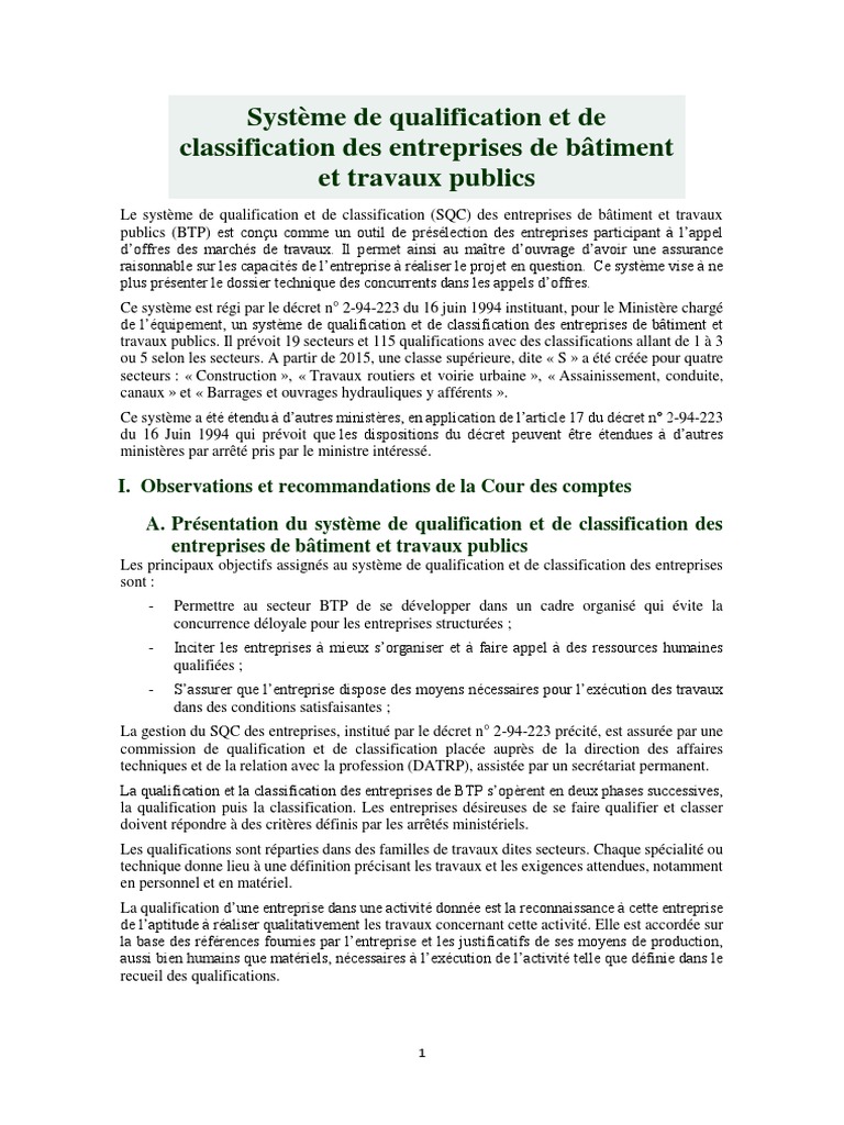 Qualification Des Entreprises Btp – CPSIM