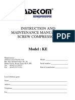 Instruction and Maintenance Manual For Screw Compressors: M o D e L: K E