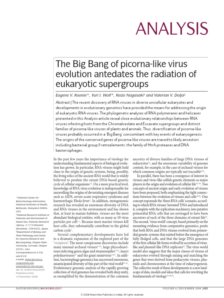 RNA Virus Evolution and Eukaryogenesis | PDF | Virus | Conserved Sequence