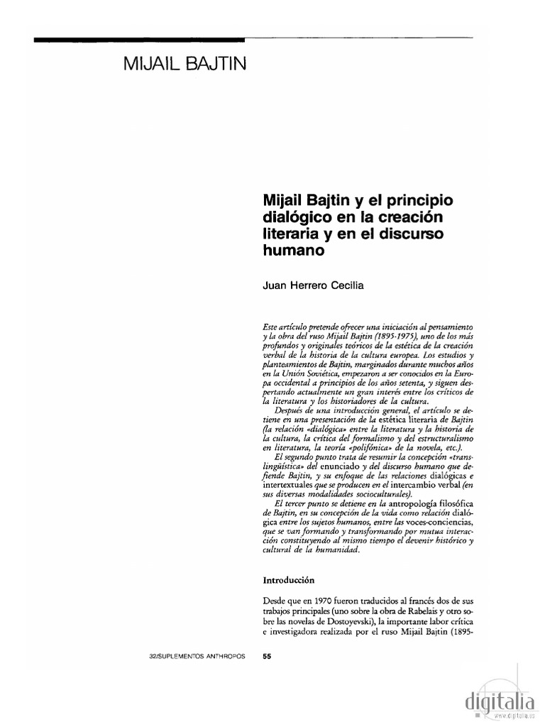 Quién fue Mijail Bajtín y su influyente teoría del diálogo | PDF ...