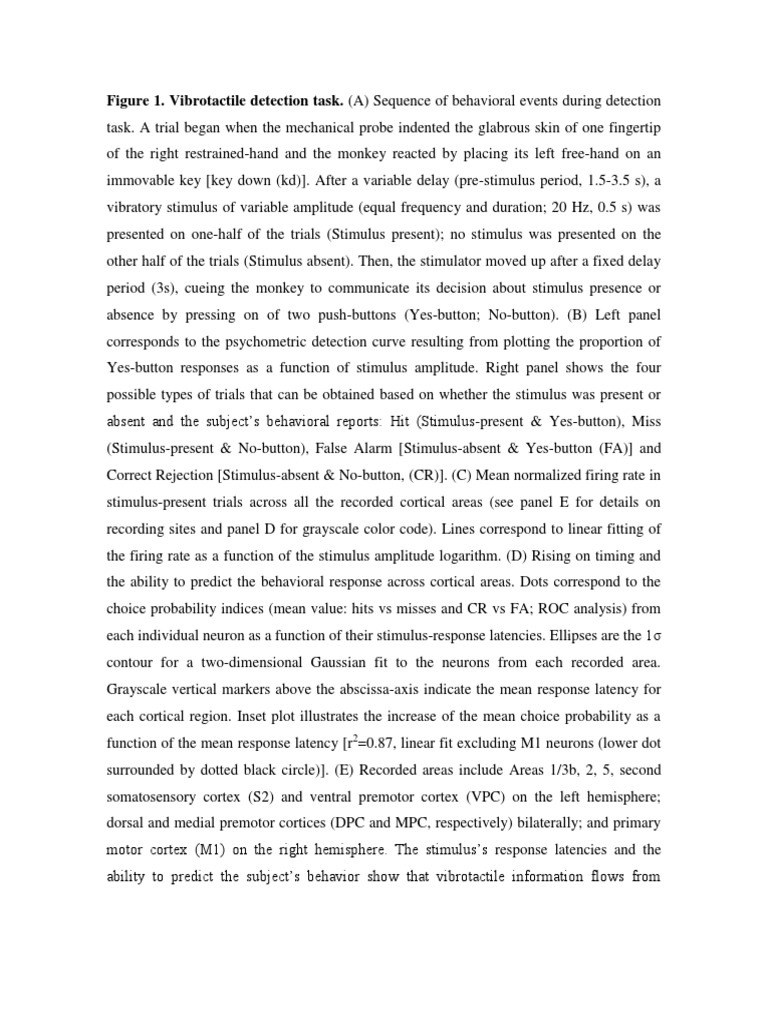 Vibrotactile Detection and Discrimination Tasks | PDF | Cerebral Cortex ...