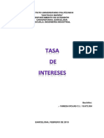 Tasas de Interés Unidad I Monografia Vanesa Rojas