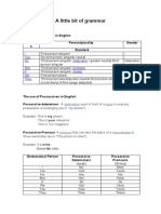 A Little Bit of Grammar: Grammatical Person in English Pronou N Person/plurality Gender Standard