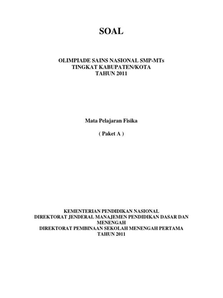 OSK Fisika SMP 2011 PDF | PDF