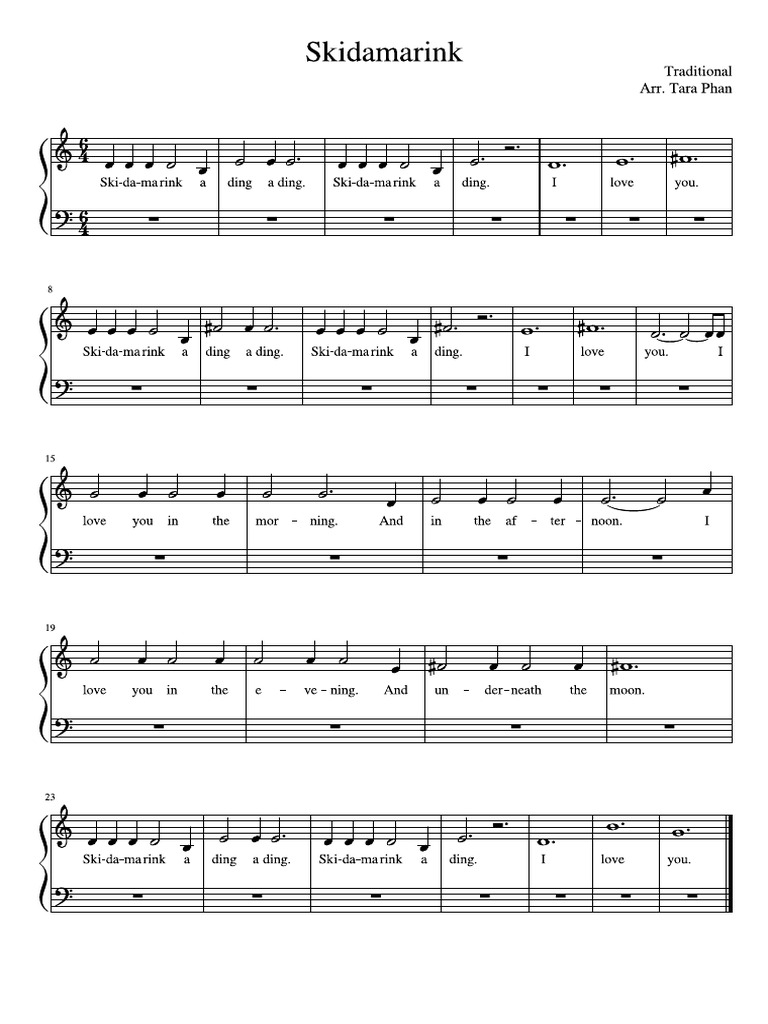 Skidamarink Beginner Piano PDF