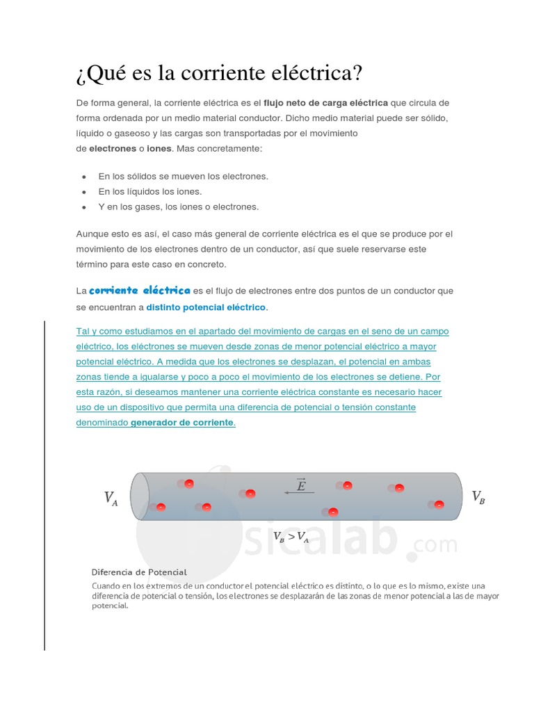 Qué Es La Corriente Eléctrica | PDF | Corriente eléctrica | Electrón