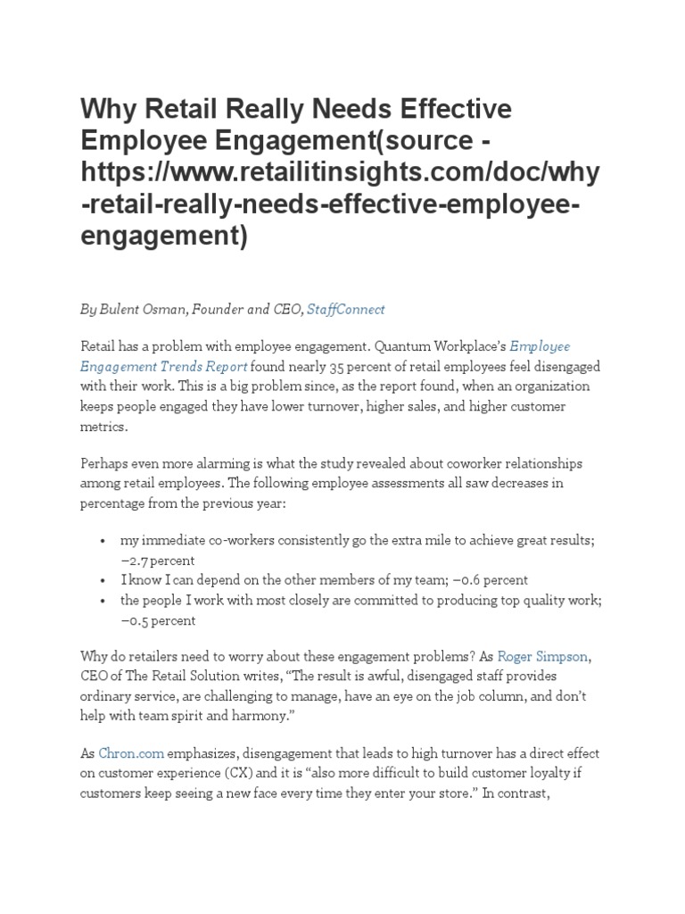 Enhancing Employee Engagement in Retail | PDF | Retail | Turnover ...