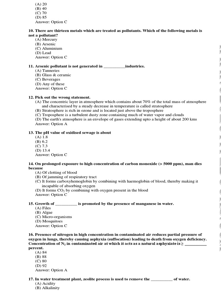 Environmental Engineering MCQs PDF PDF Atmosphere Of Earth Exhaust Gas