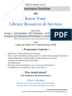 Know Your Library Resources & Services: Awareness Sessions On