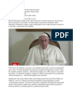 Videomesajul Papei înaintea călătoriei în Emiratele Arabe Unite