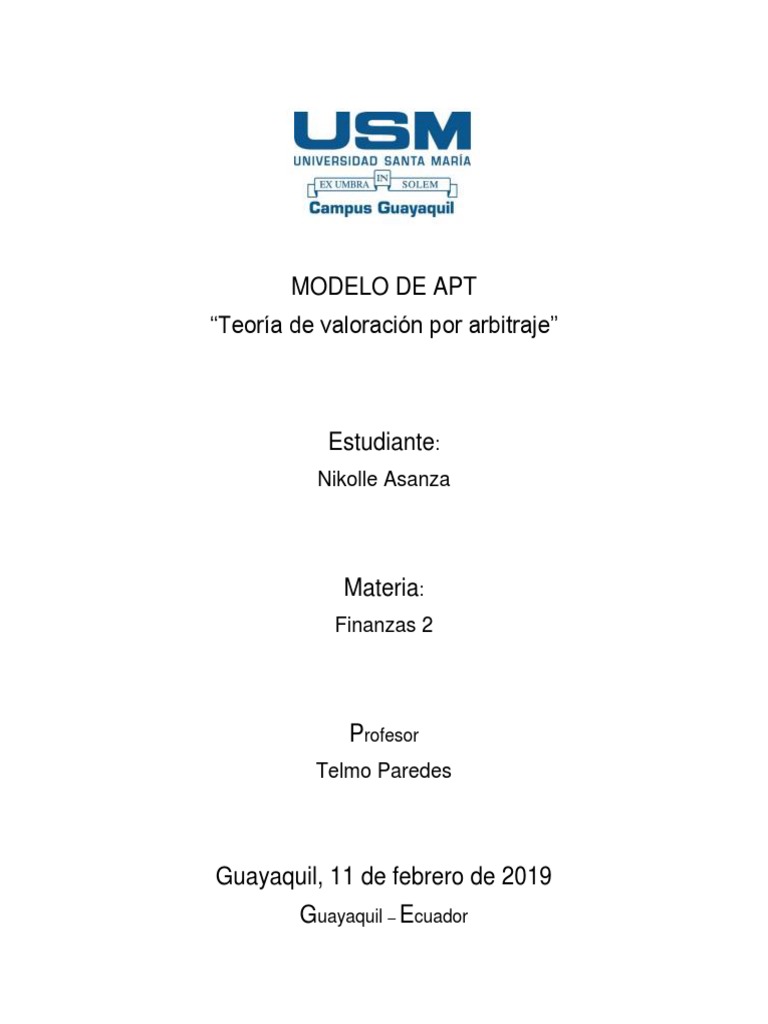 Modelo de Apt - Finanzas | Descargar gratis PDF | Teoría | Arbitraje