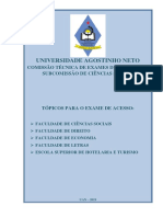 Tópicos para o exame de acesso à UAN 2019