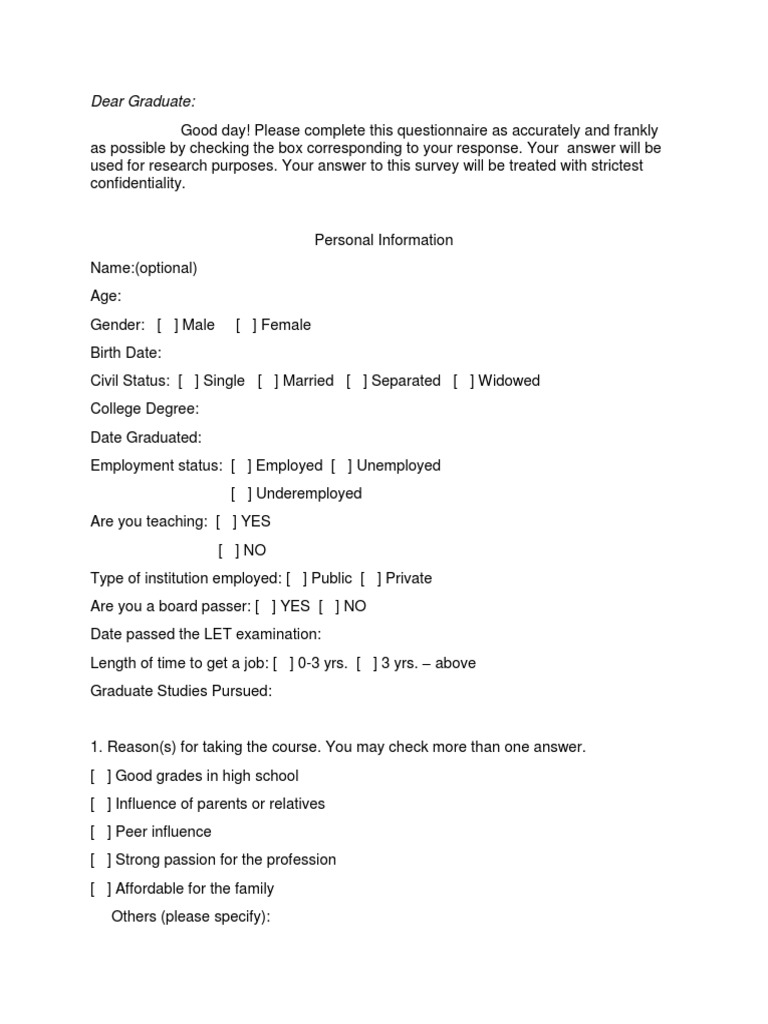 For Floating Questionnaire PDF Employment Behavior Modification
