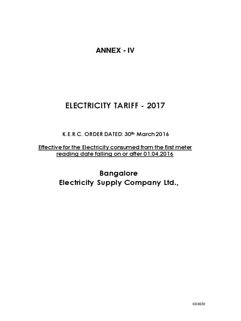 Electricity Tariff For FY 17 PDF PDF Air Conditioning Water Supply