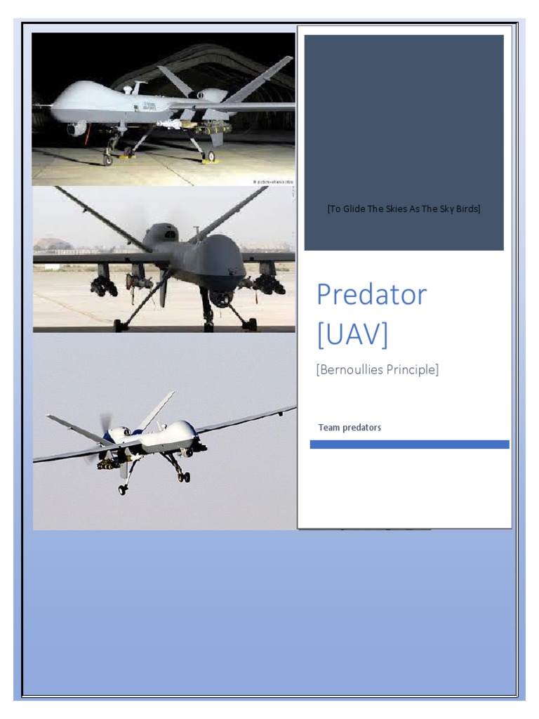 Predator (UAV) (Bernoullies Principle) PDF Flight Unmanned