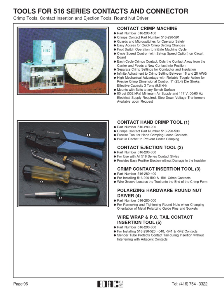 Tools for 516 Series Contacts | PDF | Electrical Connector | Equipment