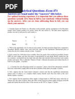 Practice Analytical Questions-Econ 471: Answers Are Found Under The "Answers" Title Below