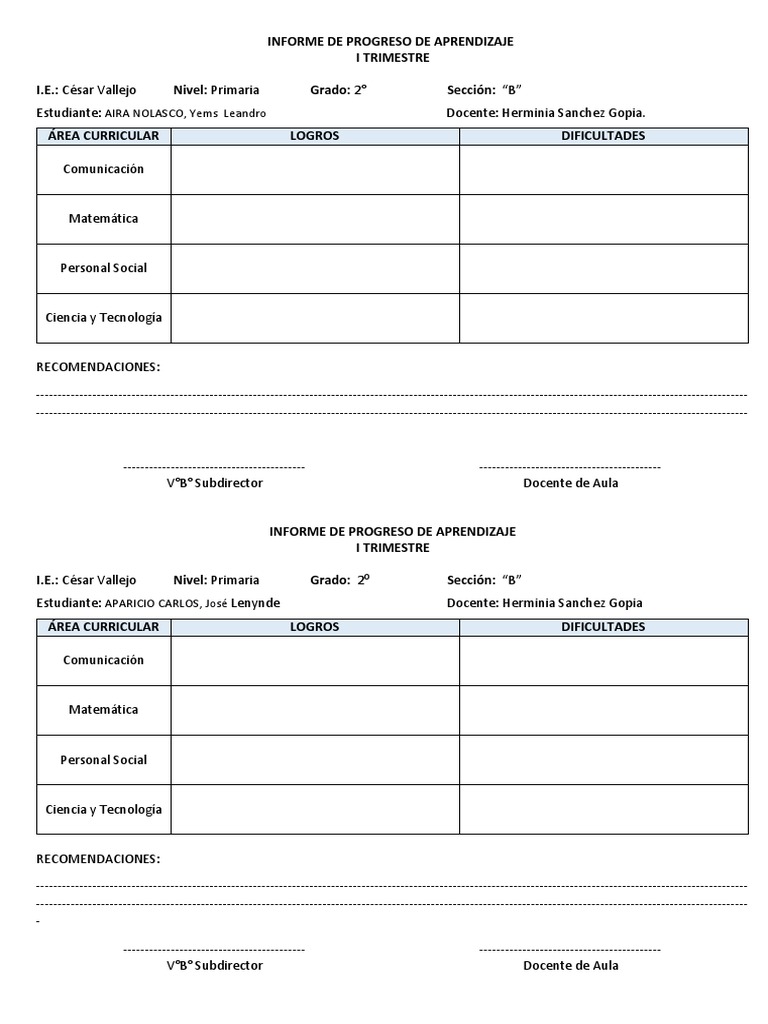 Informe de Progreso de Aprendizaje | Descargar gratis PDF | Edificios ...