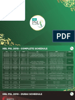 PSL 2019 - Schedules