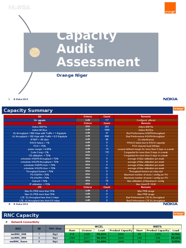 Capacity Assessment Template | PDF | High Speed Packet Access