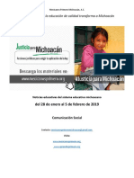 Síntesis Educativa Semanal de Michoacán Al 5 de Febrero de 2019