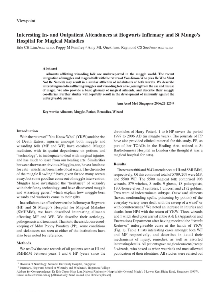 Muggle and Wizarding Ailments Analysis | PDF | Harry Potter | J. K. Rowling