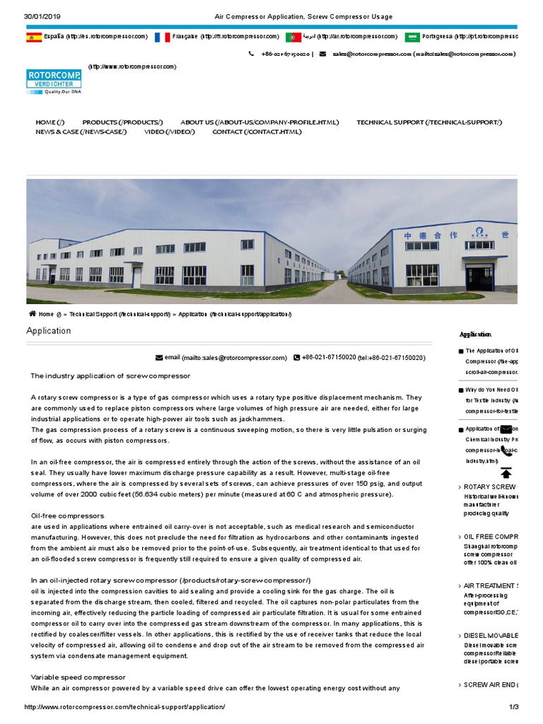 Air Compressor Application | PDF | Energy Technology | Gases