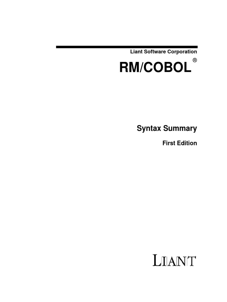 RM COBOL Syntax Summary PDF | PDF | Compiler | Computer Program