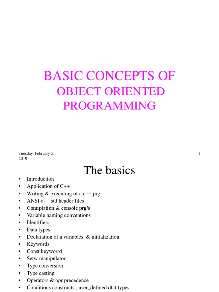 Basic Concepts Of: Object Oriented Programming | Download Free PDF ...